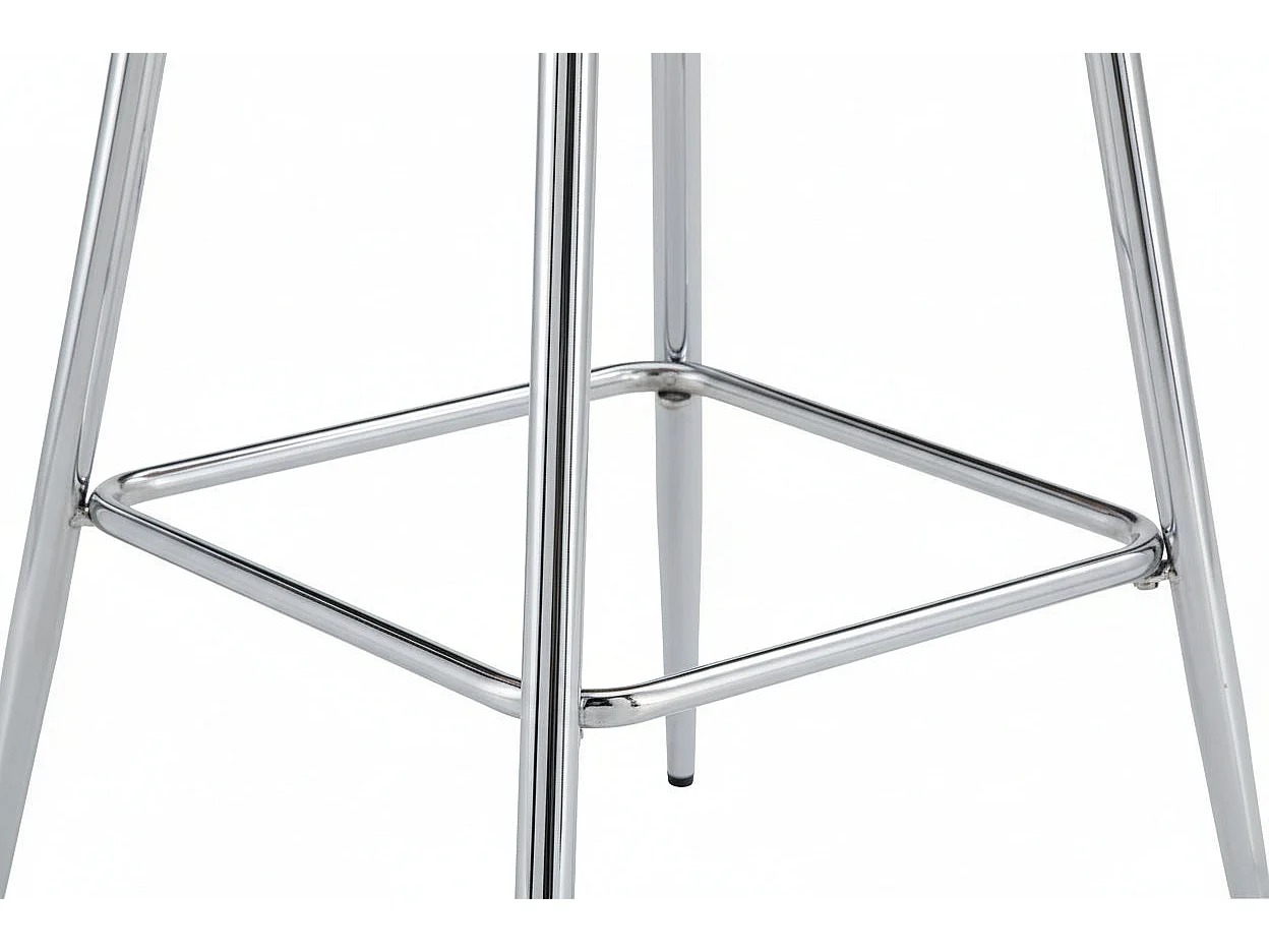 Lot 2 Tabourets de Bar Teddy Velours Rose Pieds Chrome 47x36x98cm