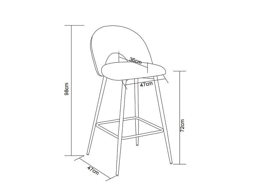 Lot 2 Tabourets de Bar Teddy Velours Rose Pieds Chrome 47x36x98cm