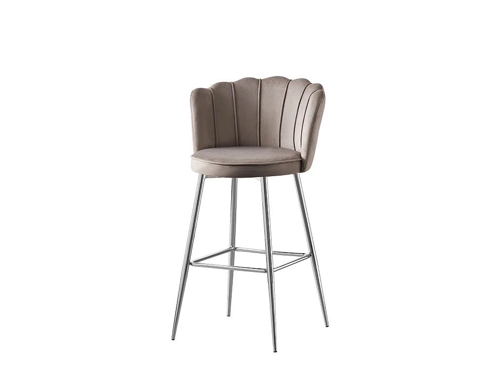 Lot 2 Tabourets de Bar Nymphea Velours Moka Pieds Chrome