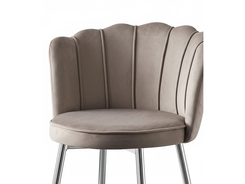 Lot 2 Tabourets de Bar Nymphea Velours Moka Pieds Chrome