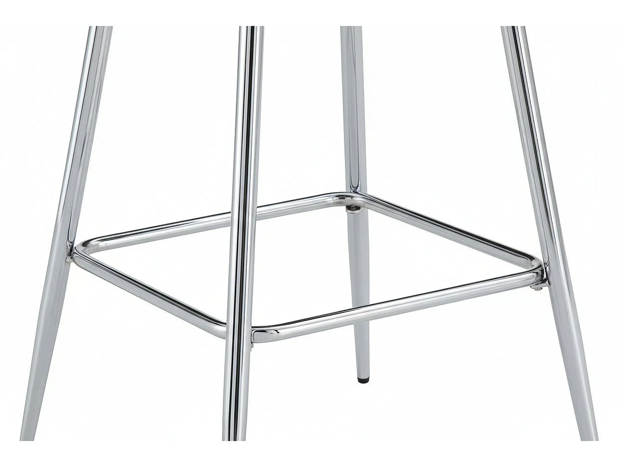 Lot 2 Tabourets de Bar Teddy Velours Anthracite Pieds Chrome 47x36x98cm