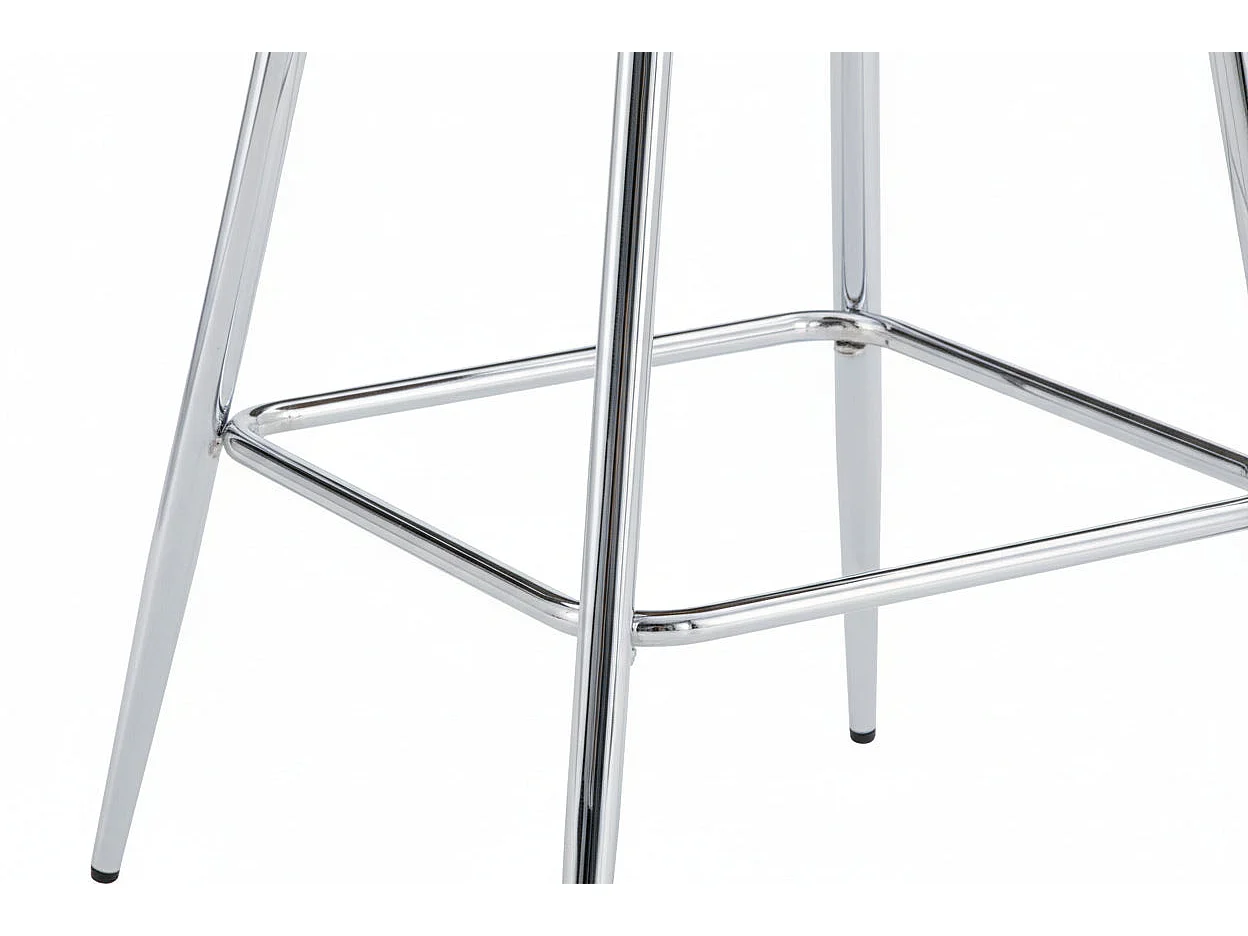 Lot 2 Tabourets de Bar Athena Velours Taupe Pieds Chrome 47x41x104cm