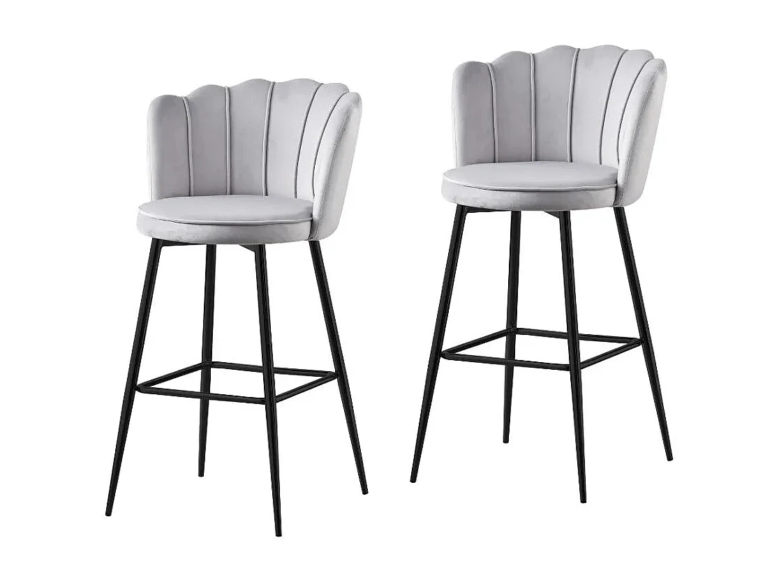 Lot de 2 tabourets de bar NYMPHEA Métal noir en velours