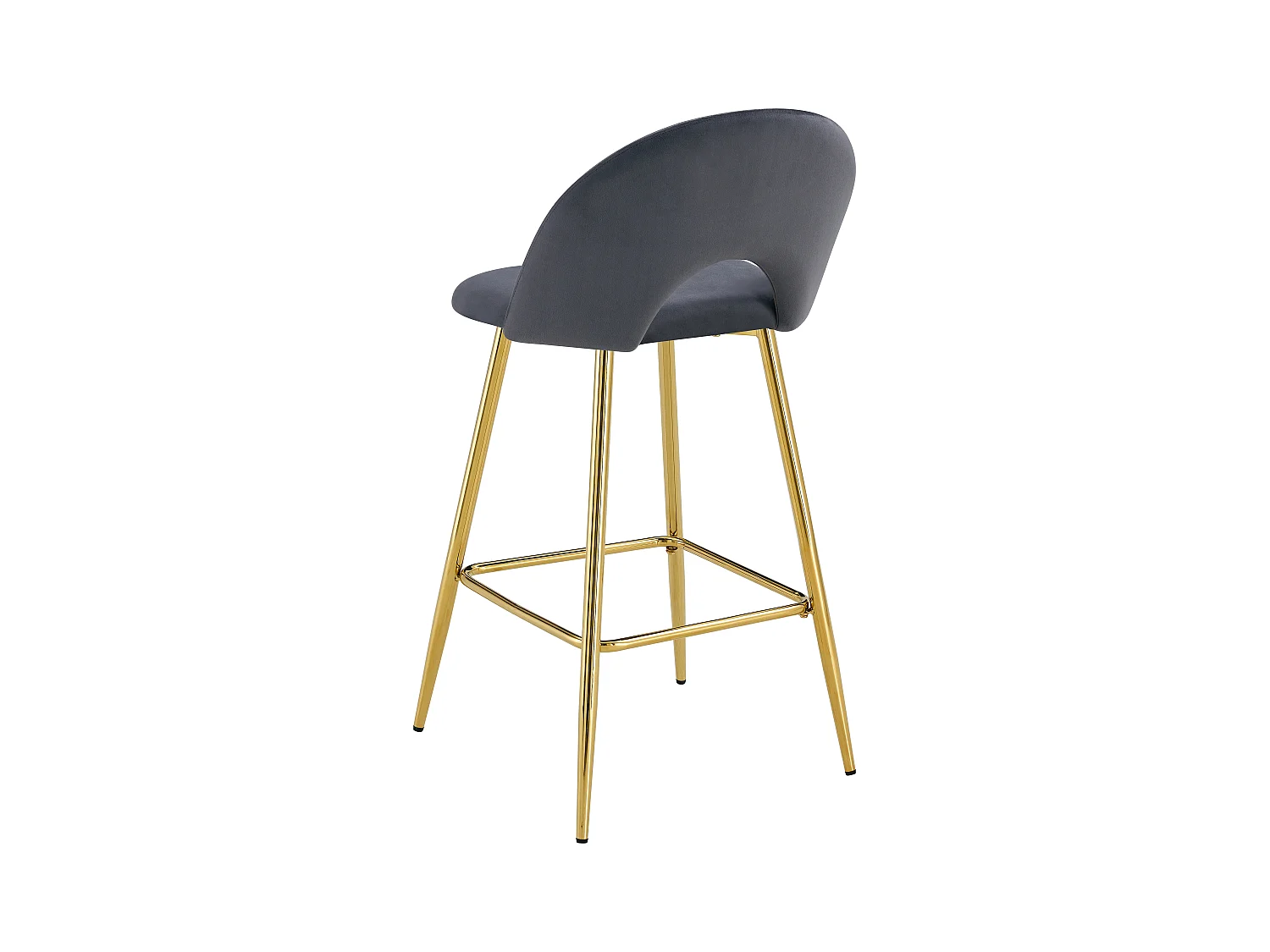 Lot de 2 tabourets de bar TEDDY pied gold velours