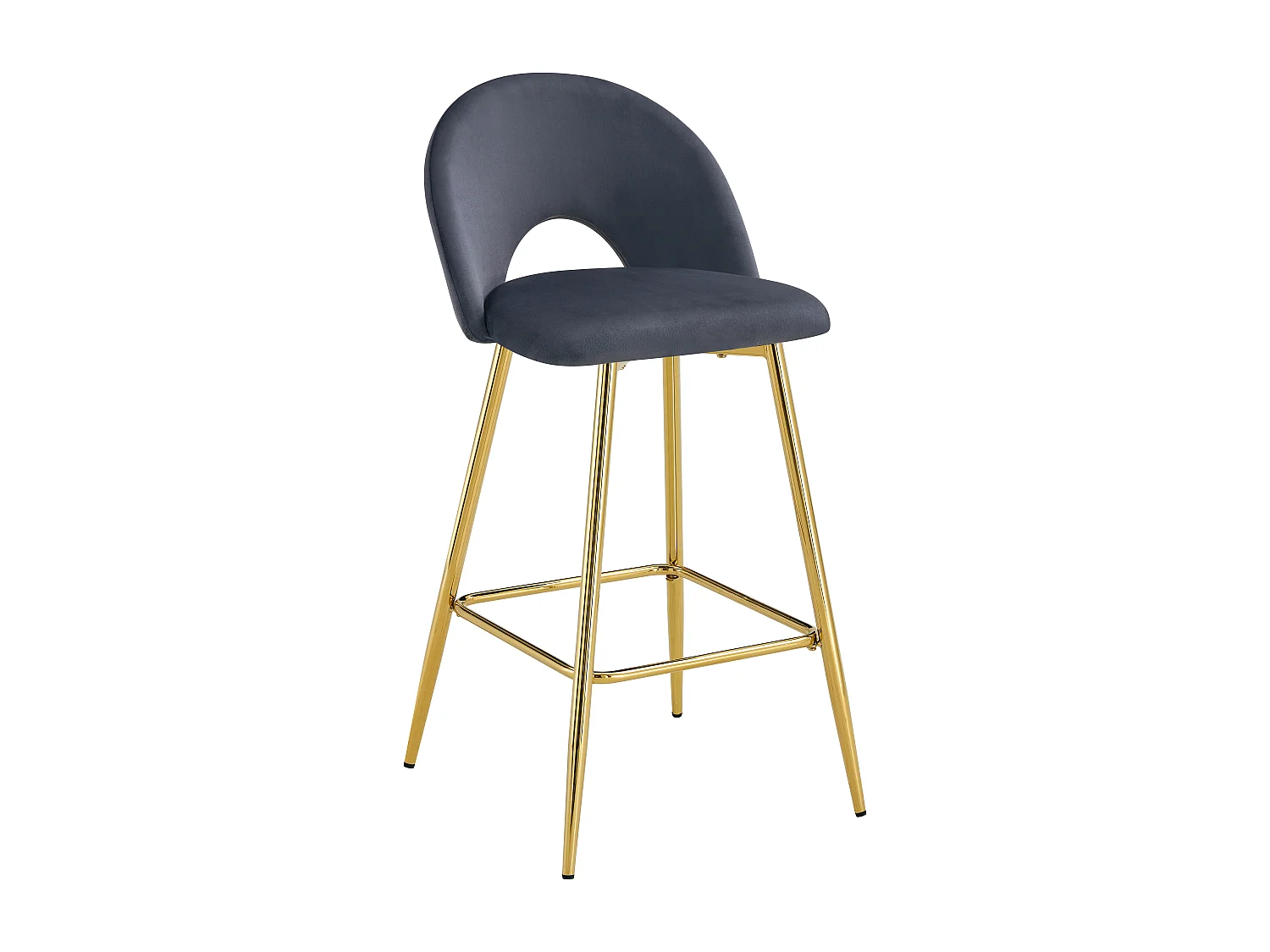 Lot de 2 tabourets de bar TEDDY pied gold velours