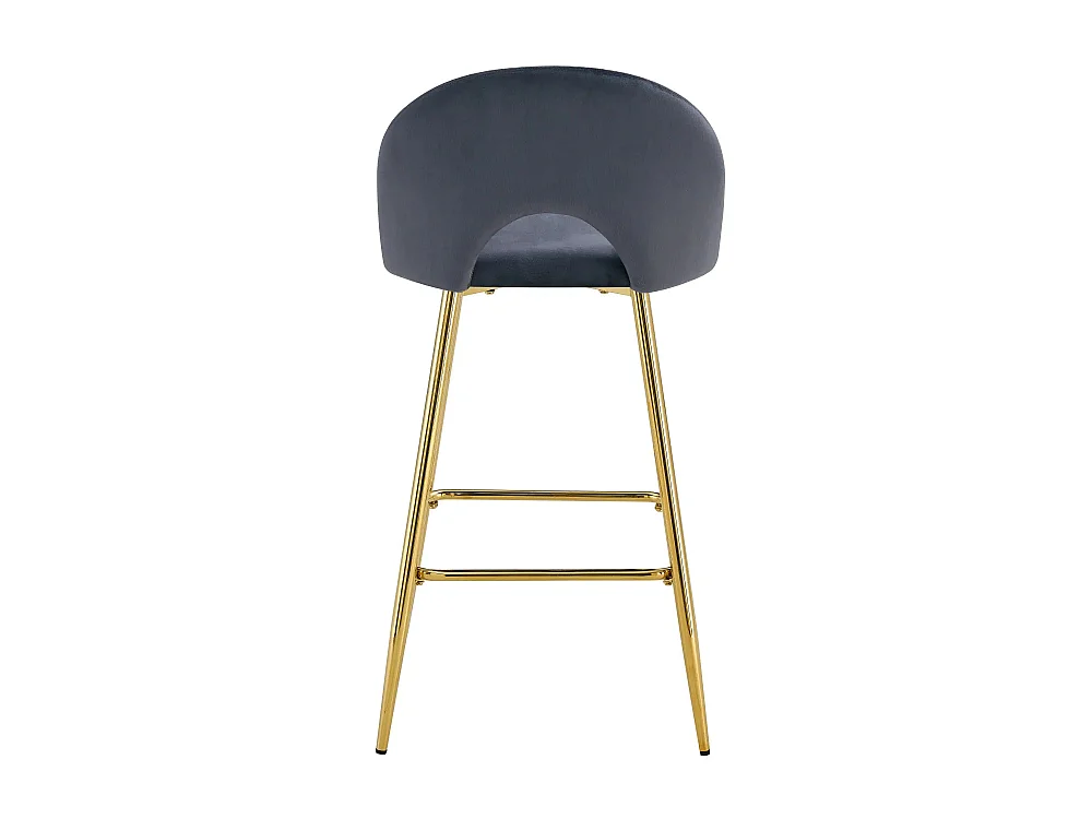 Lot 2 Tabourets de Bar Teddy Velours Anthracite Pieds Gold 47x36x98cm