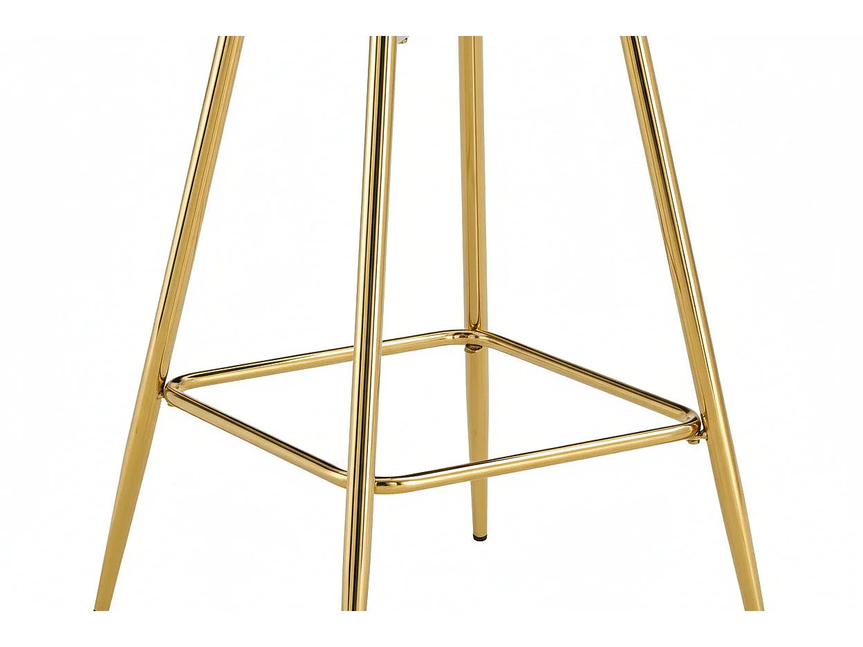 Lot 2 Tabourets de Bar Teddy Velours Anthracite Pieds Gold 47x36x98cm
