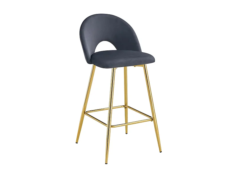 Lot de 2 tabourets de bar TEDDY pied gold velours