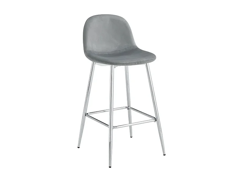 Lot de 2 tabourets de bar velours gris pieds chrome 69 cm - SCANDINAVE