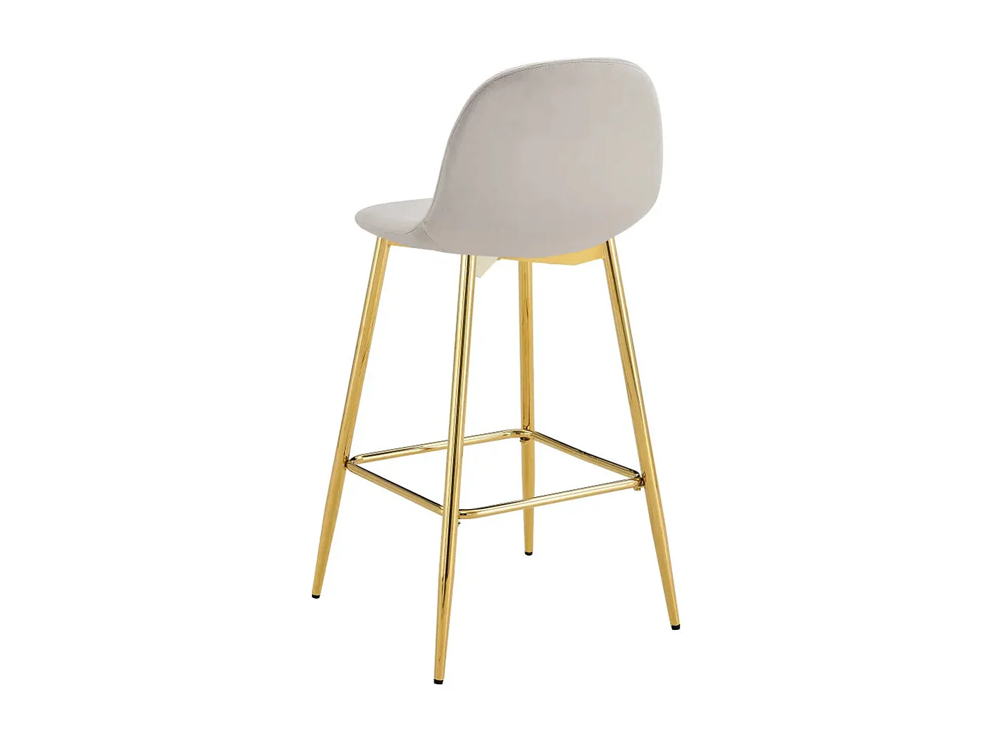 Lot 2 Tabourets de Bar Scandinave Velours Taupe Pieds Gold 47,5x43x100cm
