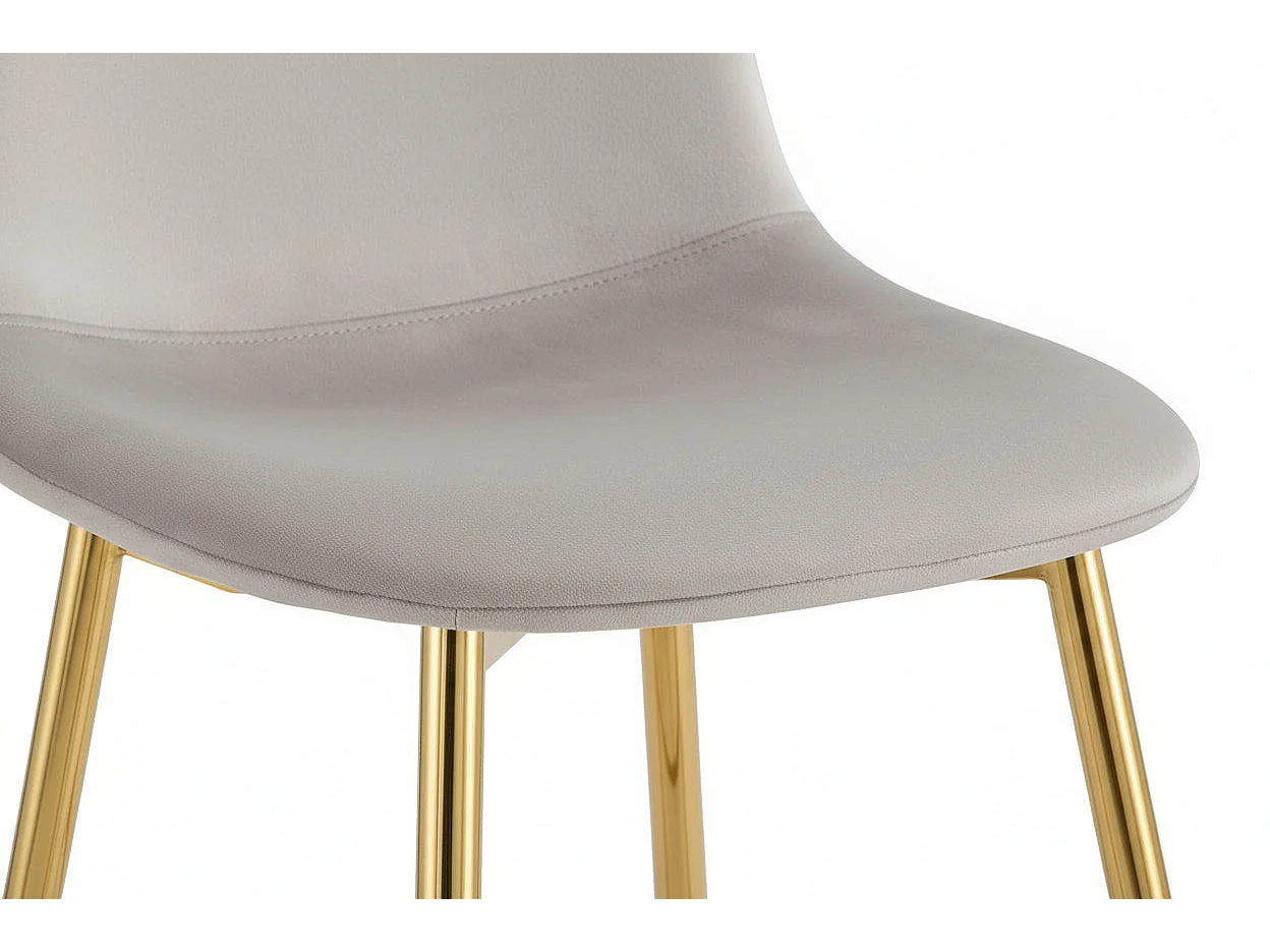 Lot 2 Tabourets de Bar Scandinave Velours Taupe Pieds Gold 47,5x43x100cm