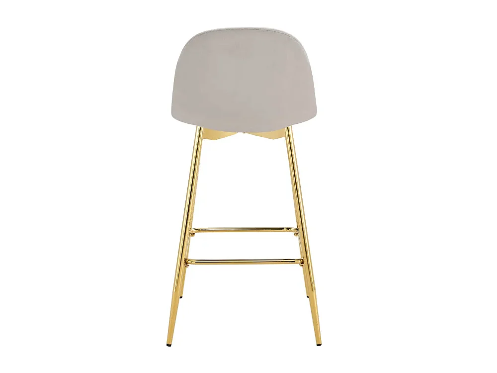 Lot 2 Tabourets de Bar Scandinave Velours Taupe Pieds Gold 47,5x43x100cm