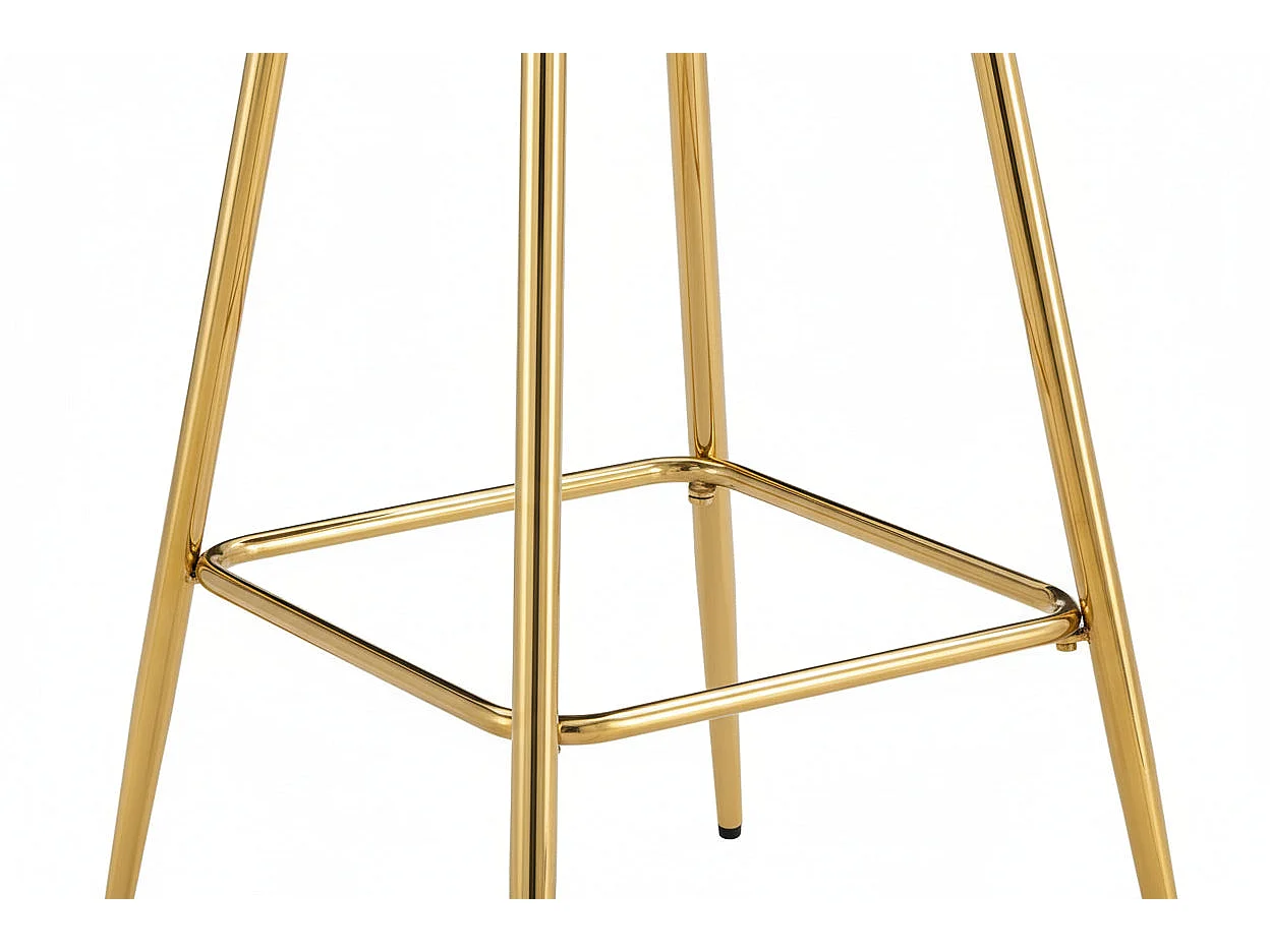 Lot 2 Tabourets de Bar Scandinave Velours Taupe Pieds Gold 47,5x43x100cm