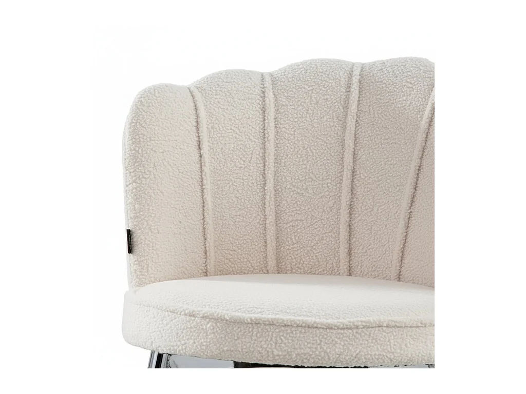 Lot de 2 tabourets de bar NYMPHEA Chrome en velours Blanc doudou