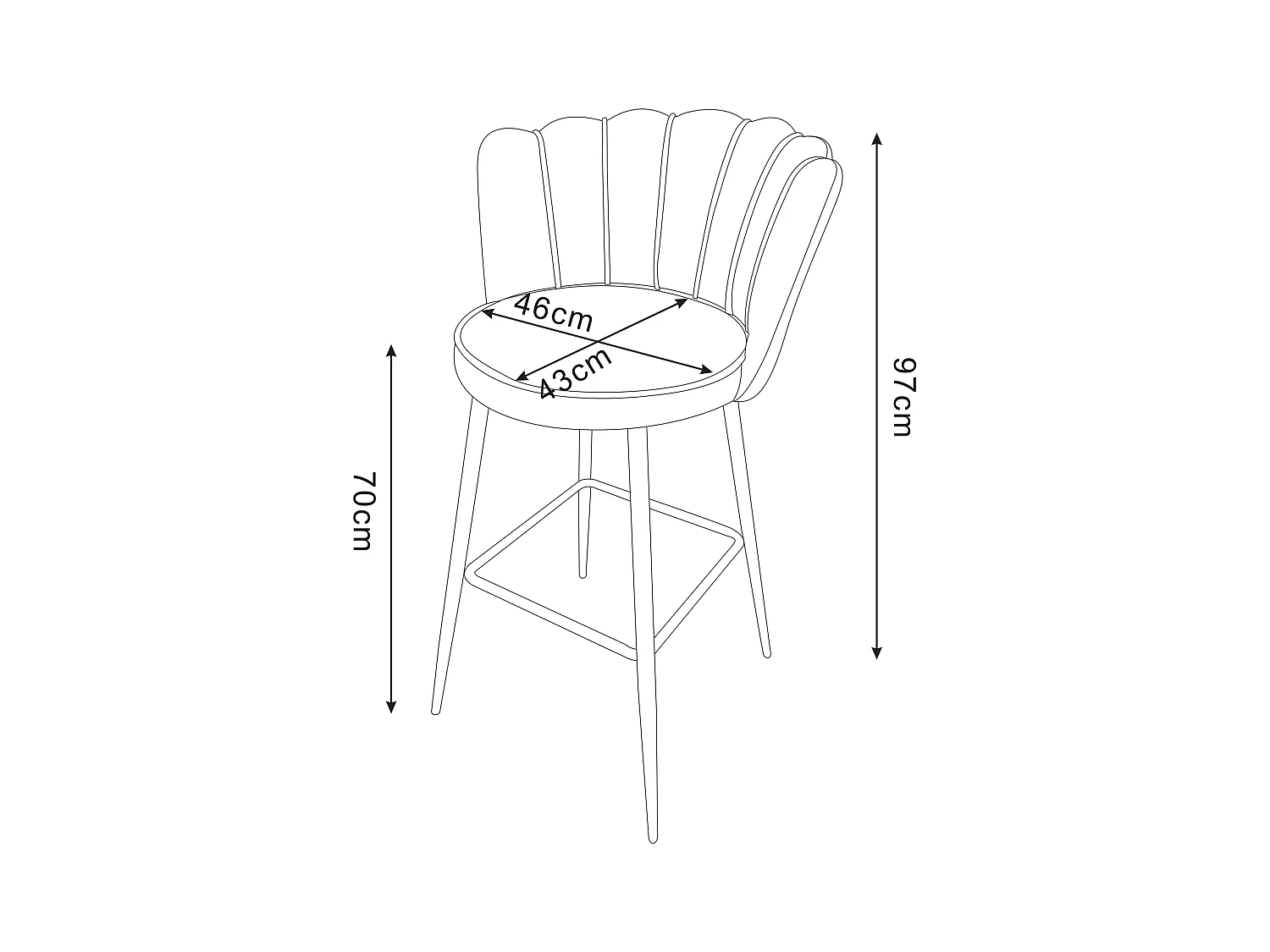 Lot de 2 tabourets de bar NYMPHEA Chrome en velours Blanc doudou