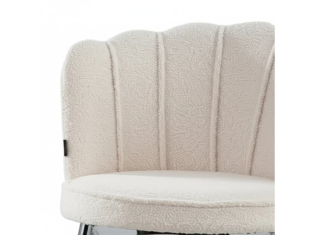 Lot 2 Tabourets de Bar Nymphea Velours Blanc Doudou Réglables Pieds Chrome Hauteur Assise 69cm