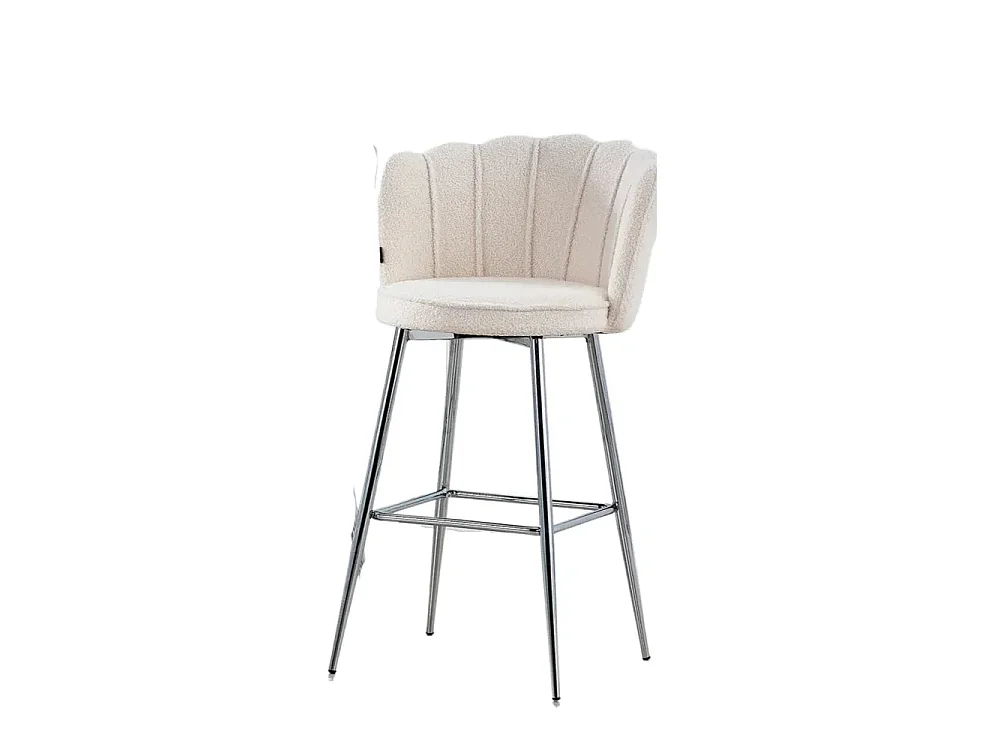 Lot 2 tabourets bar velours blanc réglables pieds chrome NYMPHEA
