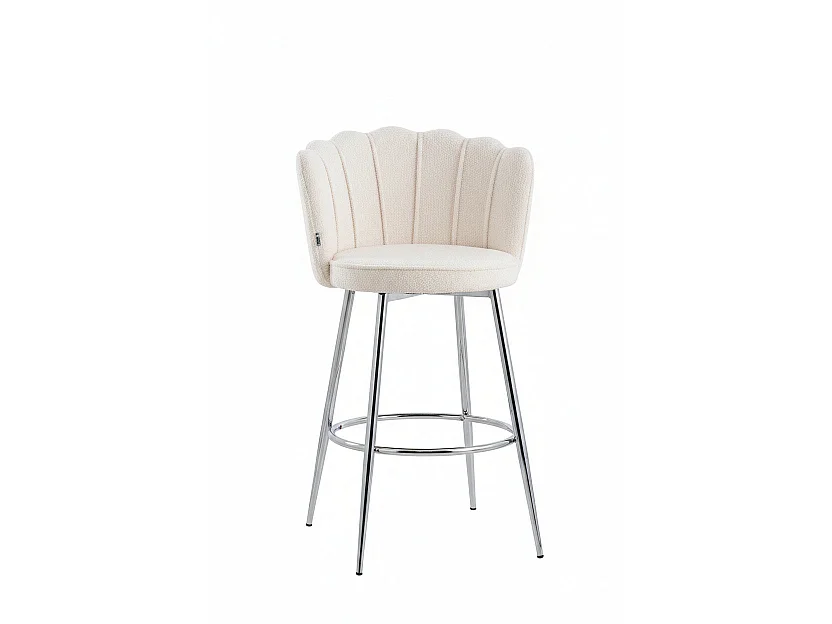 Lot 2 tabourets bar velours blanc réglables pieds chrome NYMPHEA