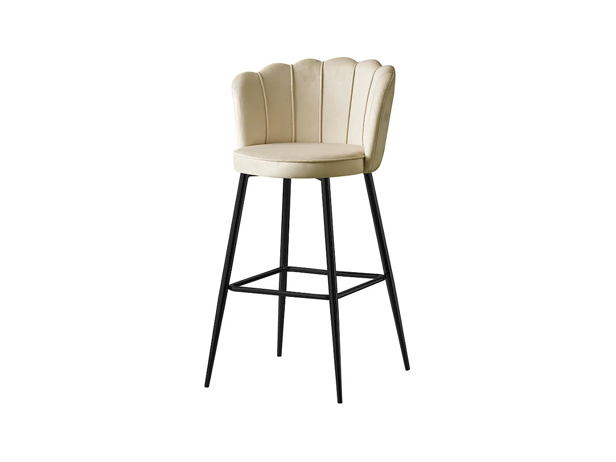 Lot de 2 tabourets de bar NYMPHEA Métal noir en velours