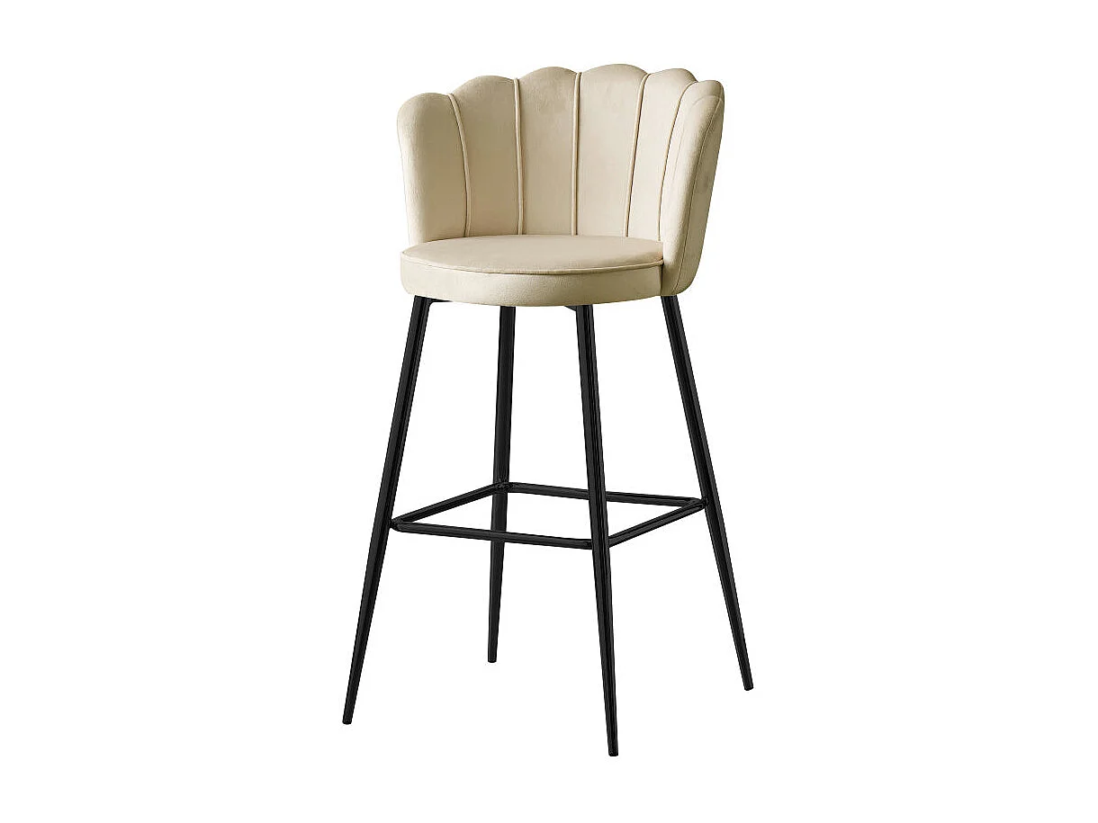 Lot de 2 tabourets de bar NYMPHEA Métal noir en velours
