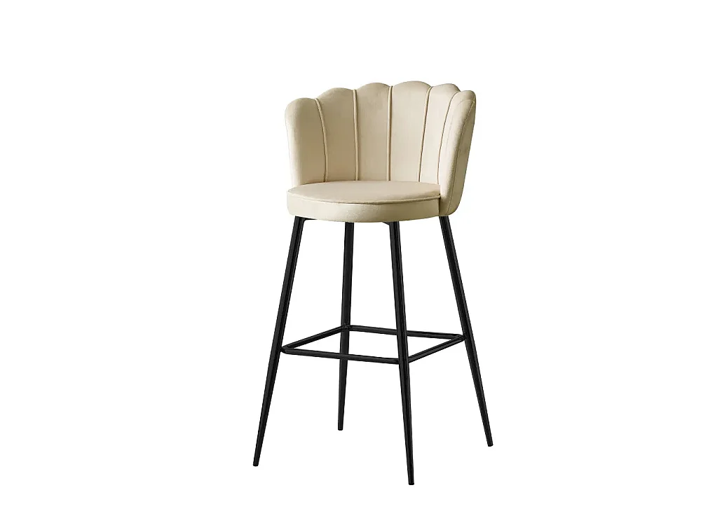 Lot 2 tabourets bar velours beige réglables métal noir NYMPHEA