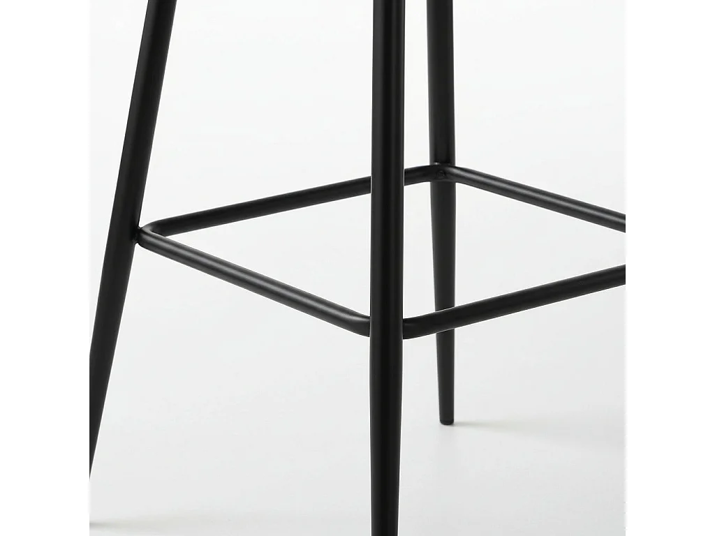Lot 2 tabourets bar velours beige réglables métal noir NYMPHEA
