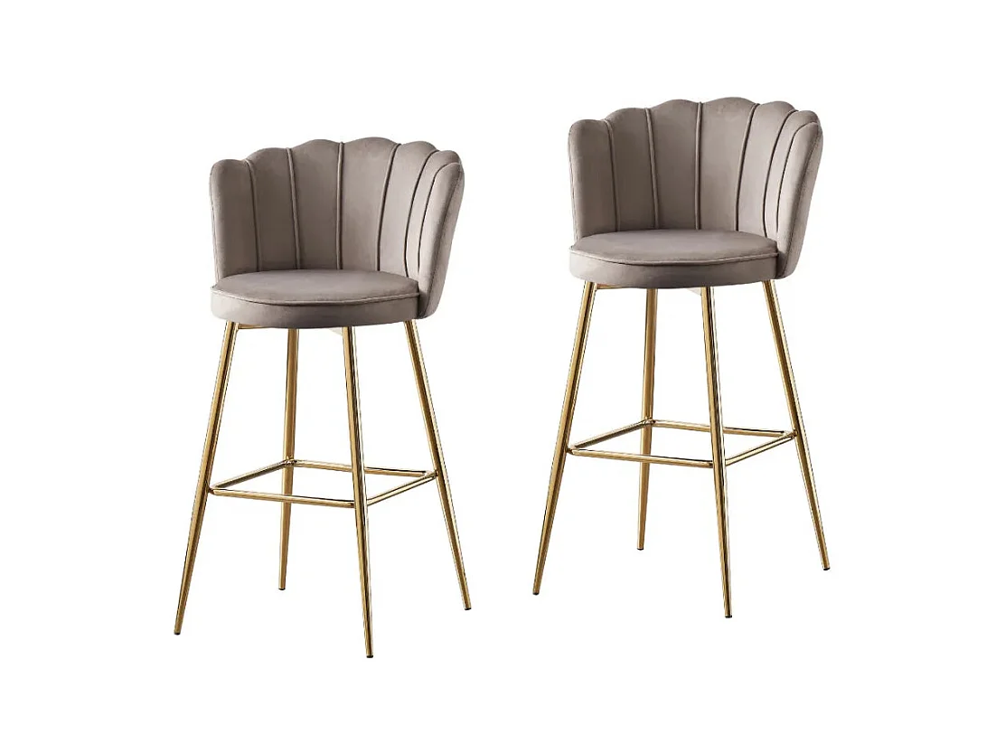 Lot de 2 tabourets de bar NYMPHEA Gold en velours Moka