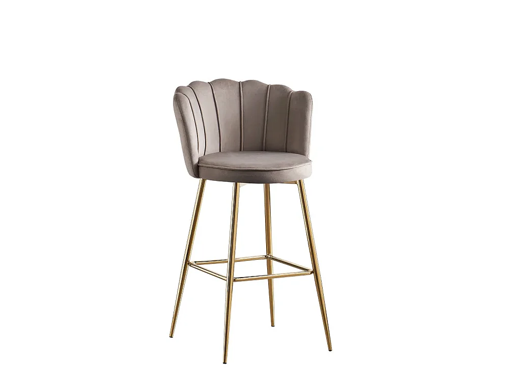 Lot 2 Tabourets de Bar Nymphea Velours Moka Pieds Gold