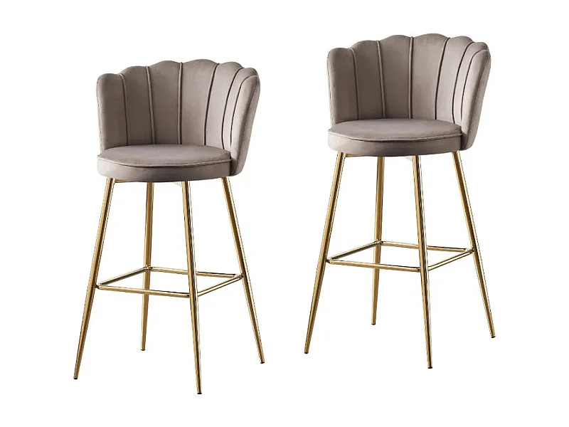 Lot de 2 tabourets de bar NYMPHEA Gold en velours Moka