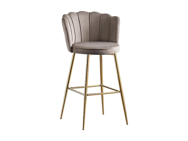 Lot 2 Tabourets de Bar Nymphea Velours Moka Pieds Gold