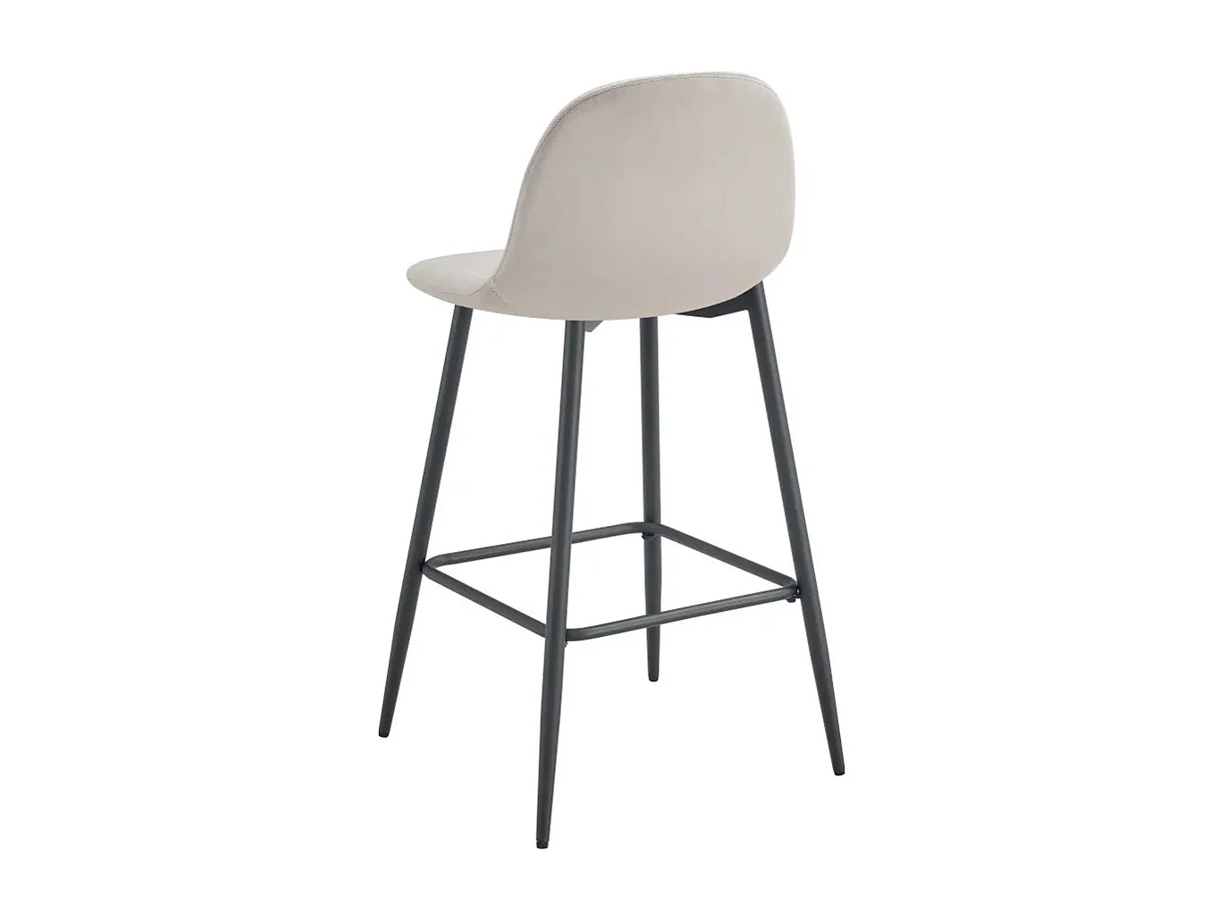 Lot 2 Tabourets de Bar Scandinave Velours Taupe Pieds Métal Noir