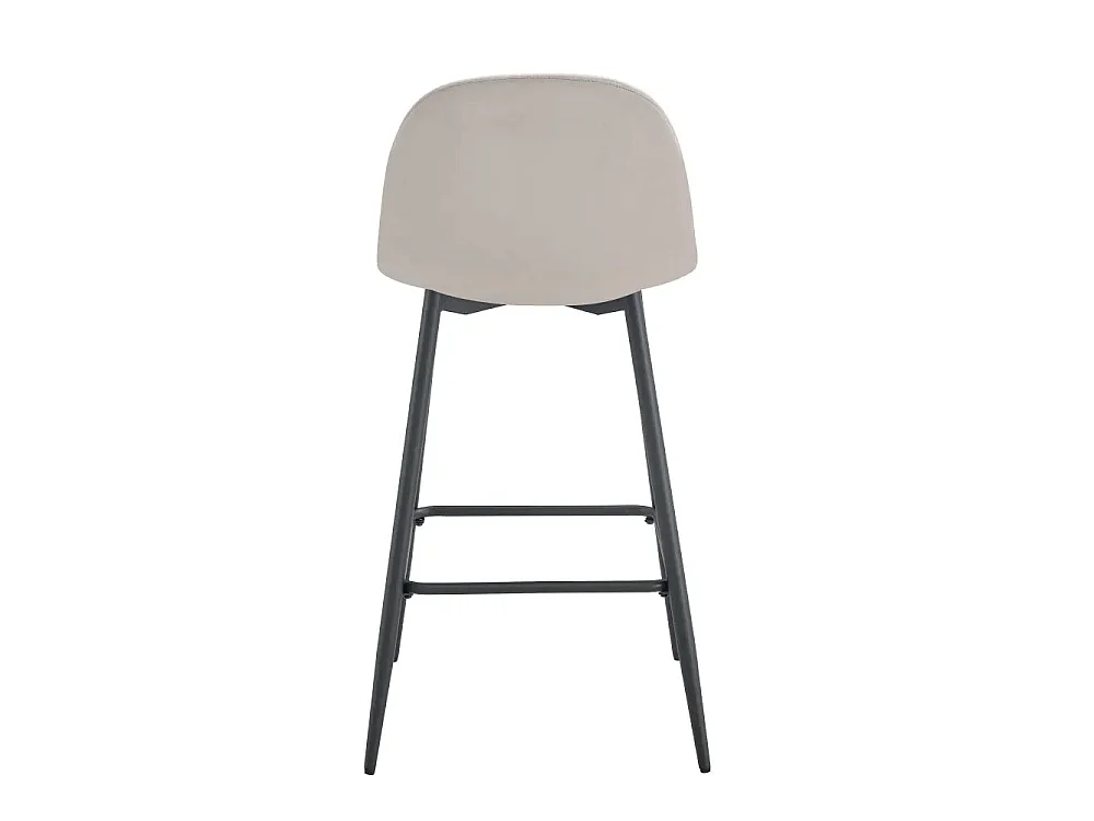Lot 2 Tabourets de Bar Scandinave Velours Taupe Pieds Métal Noir
