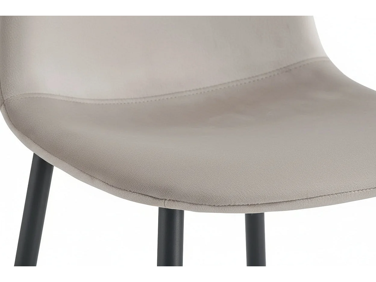 Lot 2 Tabourets de Bar Scandinave Velours Taupe Pieds Métal Noir