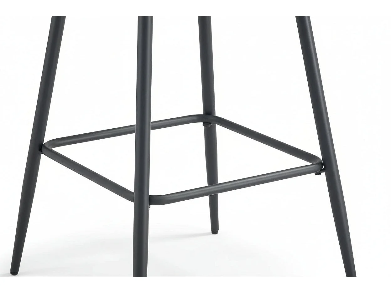 Lot 2 Tabourets de Bar Scandinave Velours Taupe Pieds Métal Noir