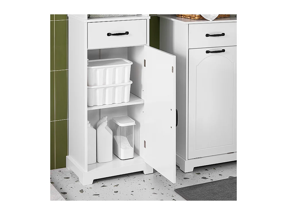 SoBuy badkamerkast met lade en verstelbare planken, vochtbestendig in het wit