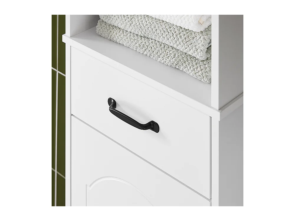 SoBuy Armoire Salle de Bain à Tiroir, Étagères Réglables, Résistant à l'Humidité, Blanc