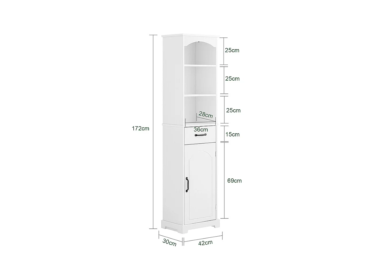 SoBuy Armoire Salle de Bain à Tiroir, Étagères Réglables, Résistant à l'Humidité, Blanc
