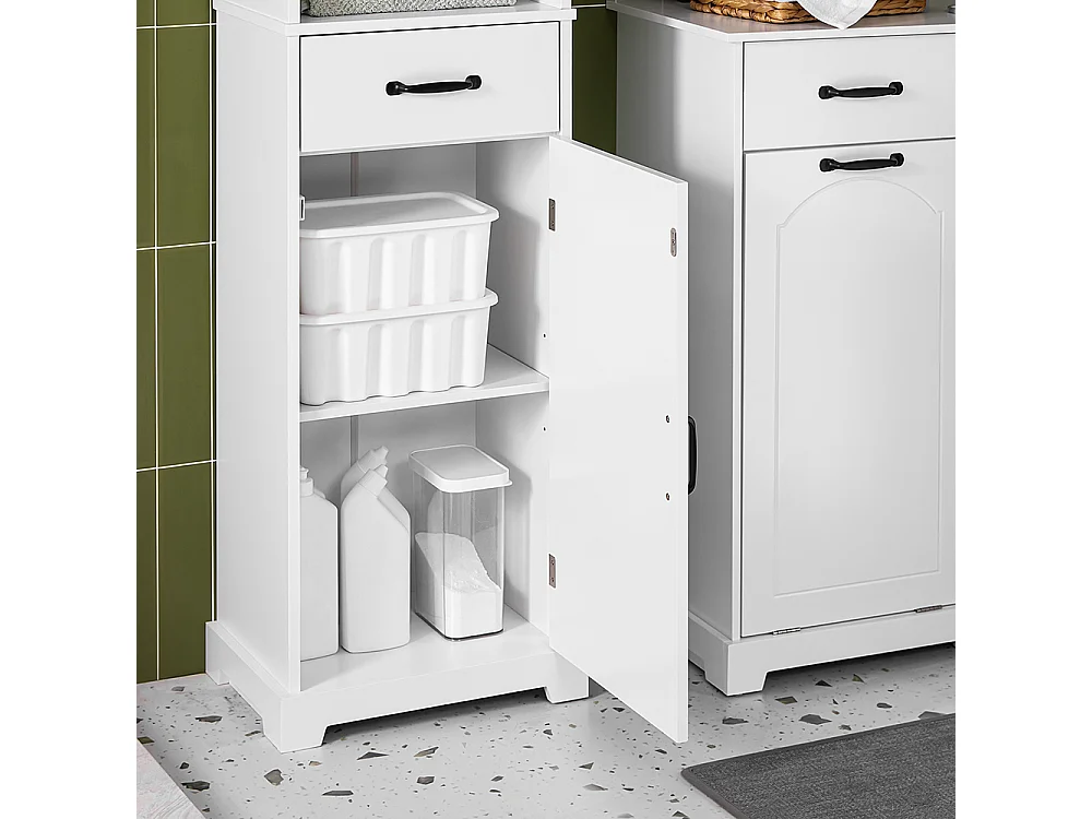 SoBuy Armoire Salle de Bain à Tiroir, Étagères Réglables, Résistant à l'Humidité, Blanc