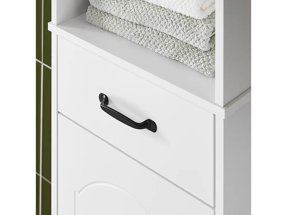 SoBuy Armoire Salle de Bain à Tiroir, Étagères Réglables, Résistant à l'Humidité, Blanc