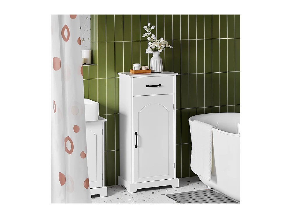 SoBuy Armoire Salle de Bain avec Tiroir, Résistante à l'Humidité, Blanche