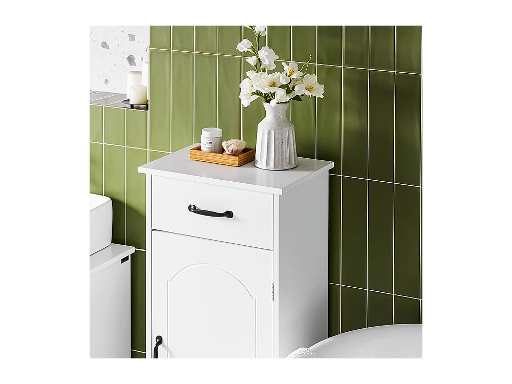 SoBuy Armoire Salle de Bain avec Tiroir, Résistante à l'Humidité, Blanche