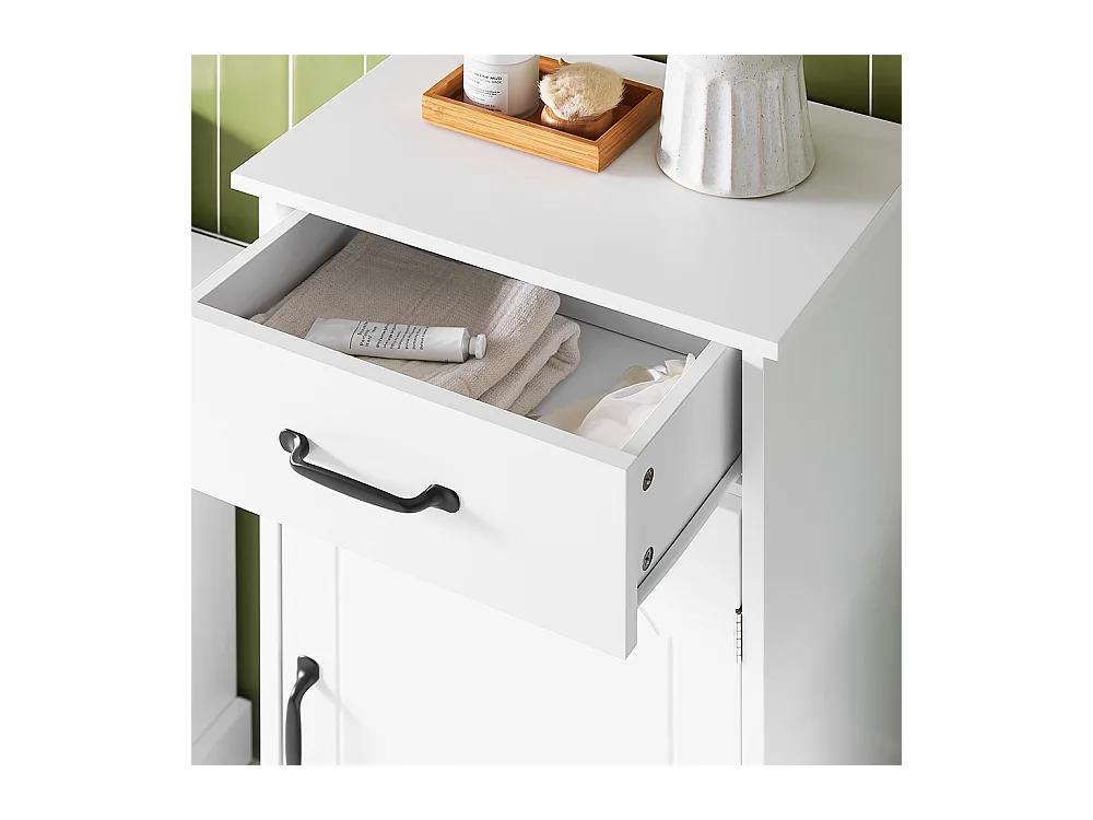 SoBuy Armoire Salle de Bain avec Tiroir, Résistante à l'Humidité, Blanche