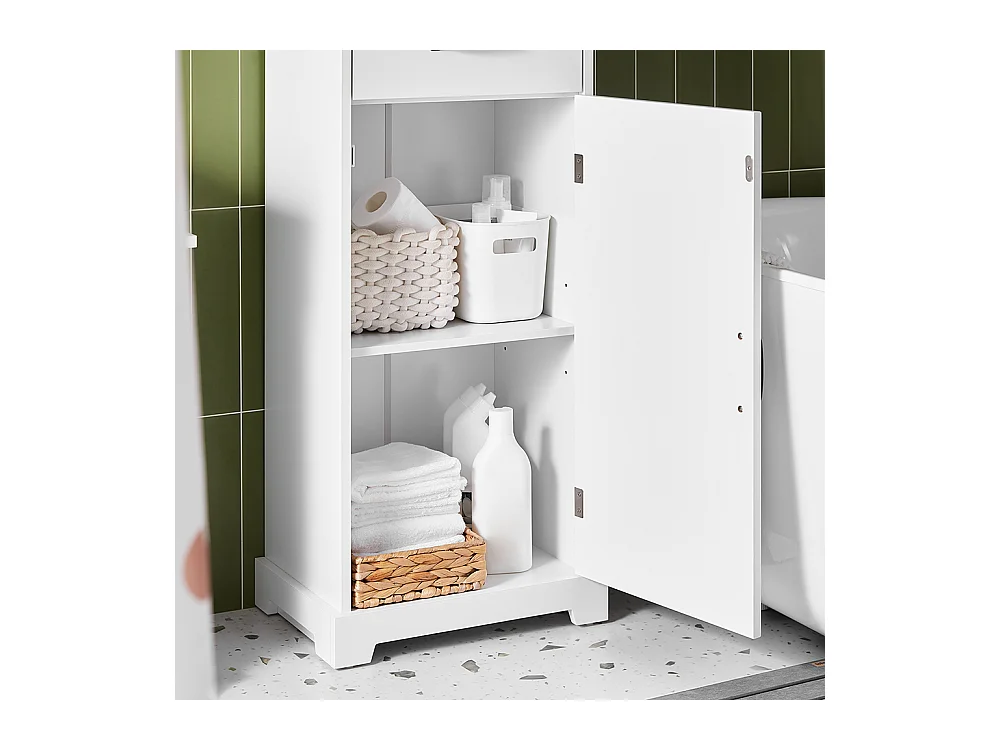 SoBuy Armoire Salle de Bain avec Tiroir, Résistante à l'Humidité, Blanche