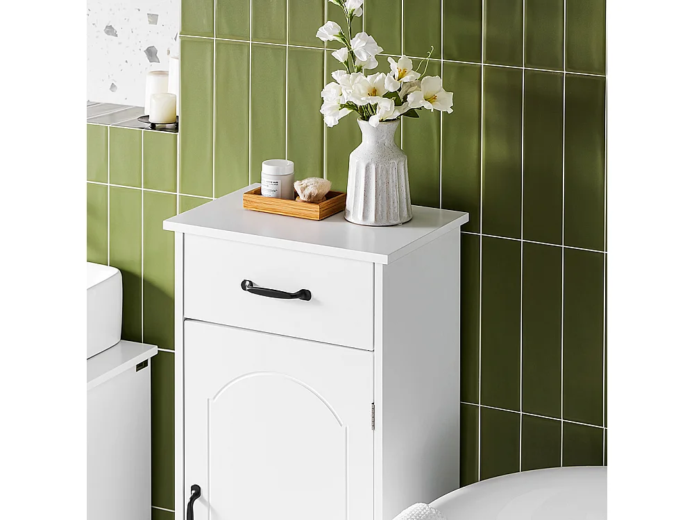 SoBuy Armoire Salle de Bain avec Tiroir, Résistante à l'Humidité, Blanche