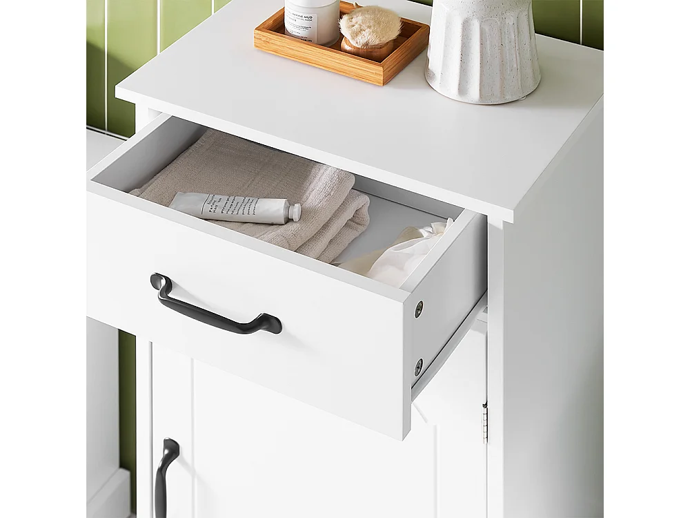 SoBuy Armoire Salle de Bain avec Tiroir, Résistante à l'Humidité, Blanche