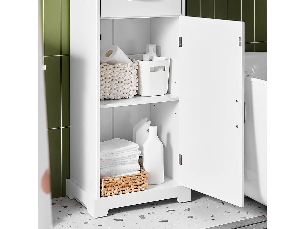 SoBuy Armoire Salle de Bain avec Tiroir, Résistante à l'Humidité, Blanche
