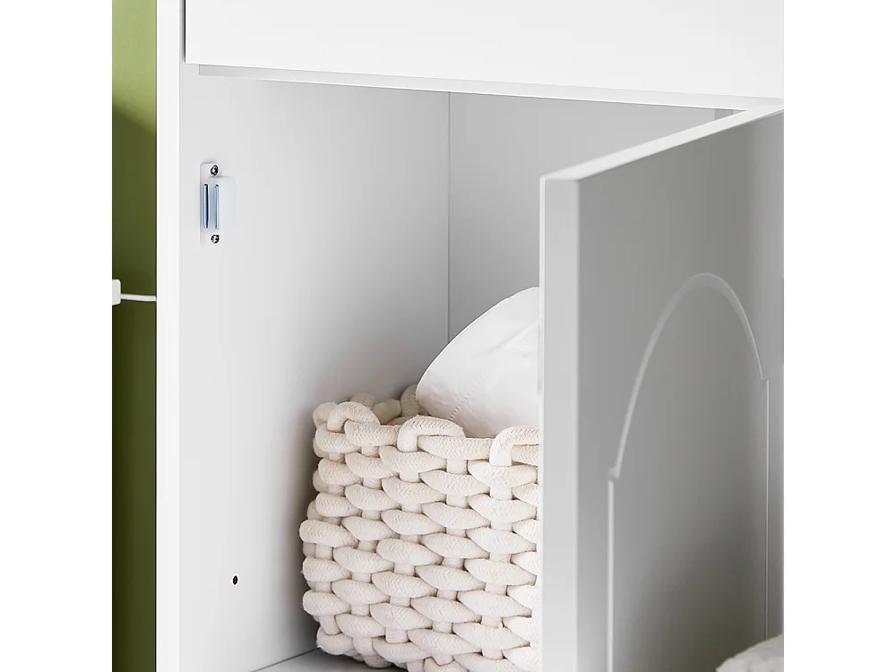 SoBuy Armoire Salle de Bain avec Tiroir, Résistante à l'Humidité, Blanche