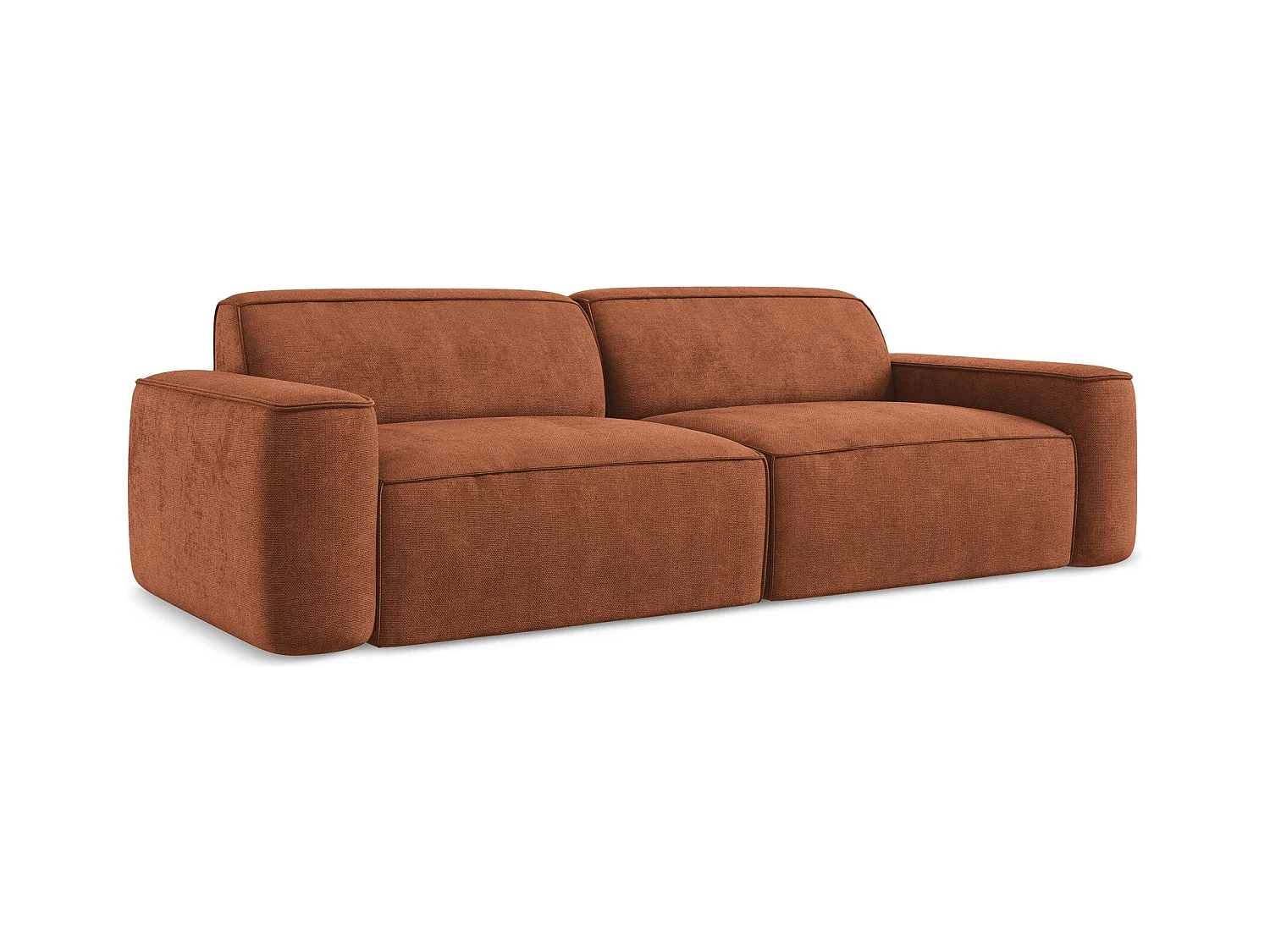 Canapé modulable 4 places en tissu chenille - terre cuite - OMAO