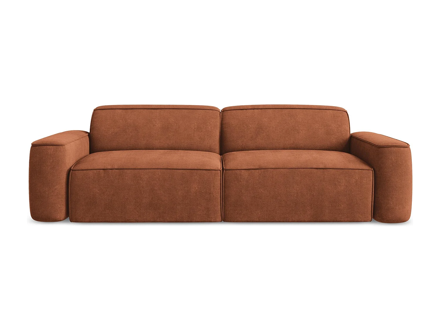 Canapé modulable 4 places en tissu chenille - terre cuite - OMAO