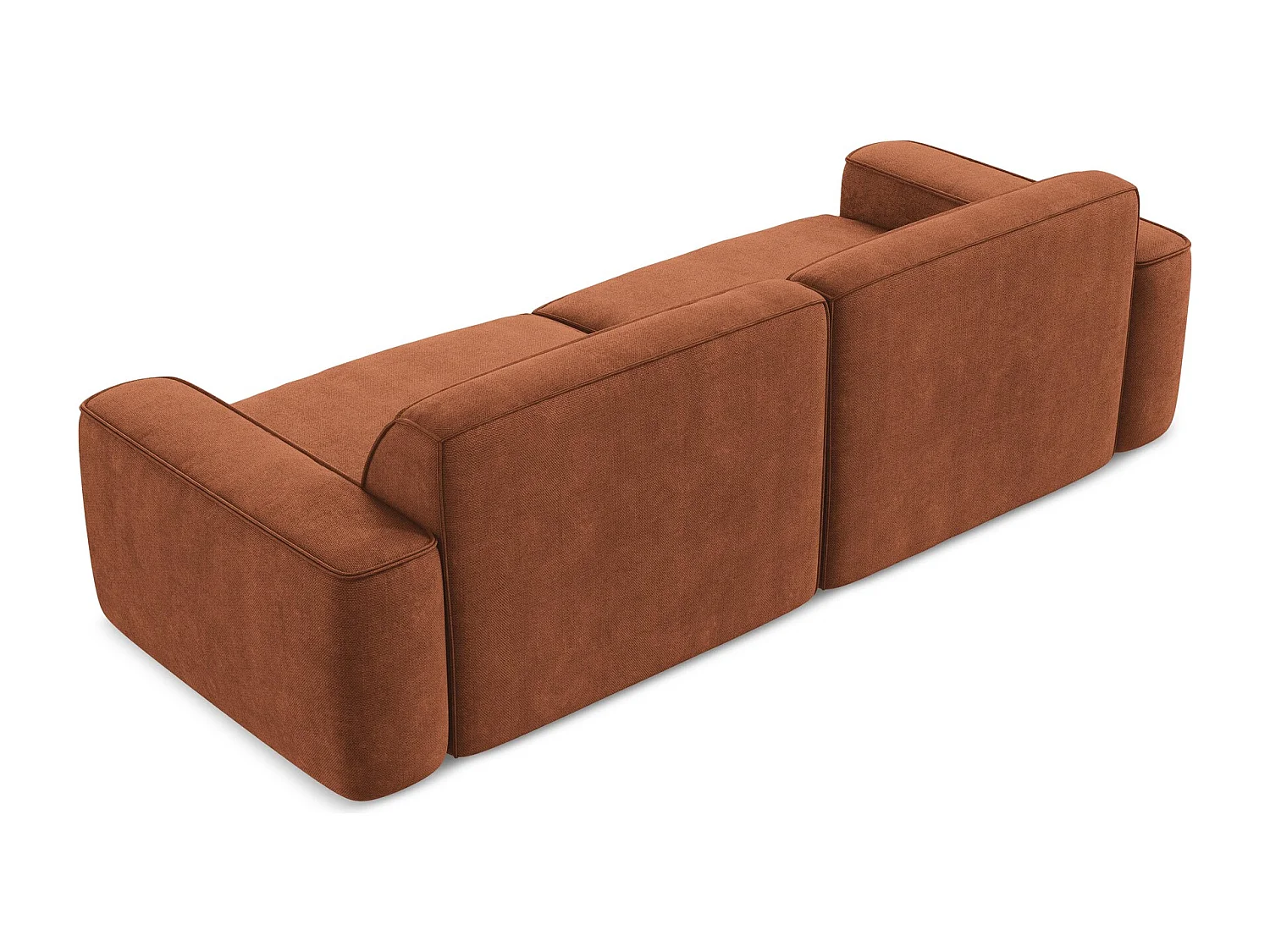 Canapé modulable 4 places en tissu chenille - terre cuite - OMAO